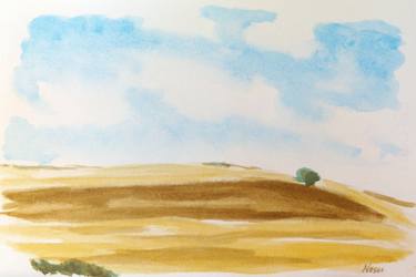 375x250 Saatchi Art Italian Landscape Cornfield Hills And Tree In The