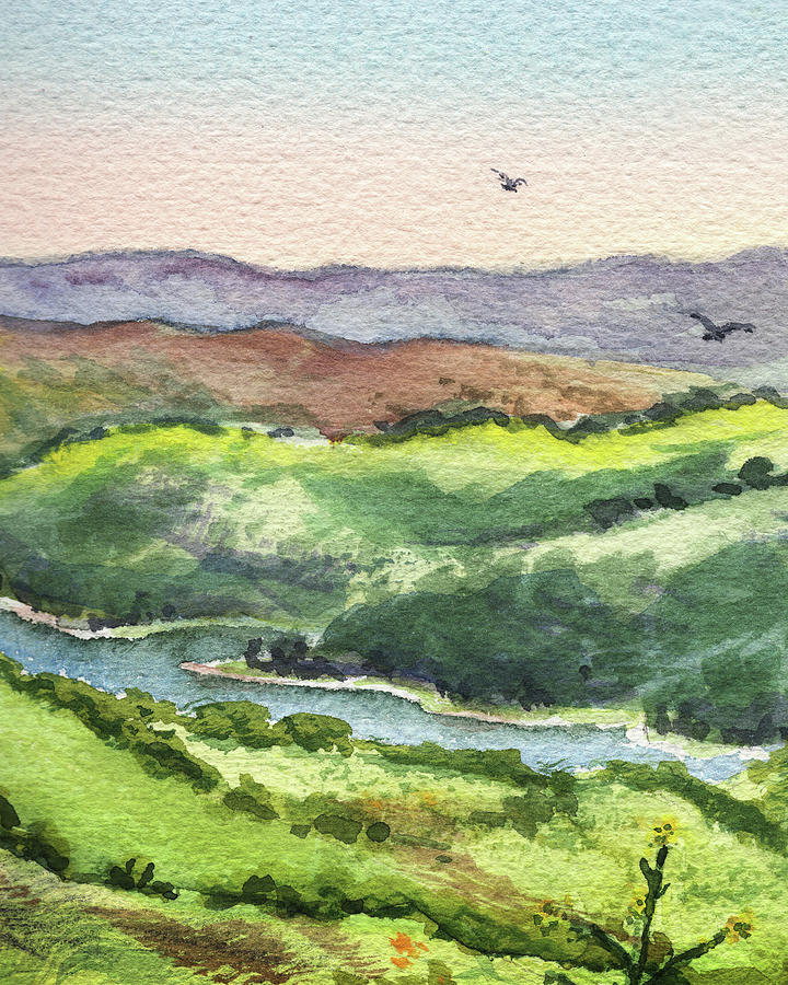 720x900 Watercolor Hills Of California Painting By Irina Sztukowski