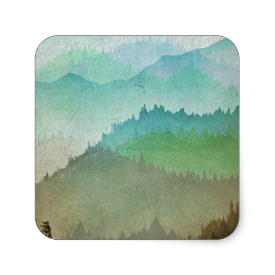 540x540 Watercolor Hills Square Sticker