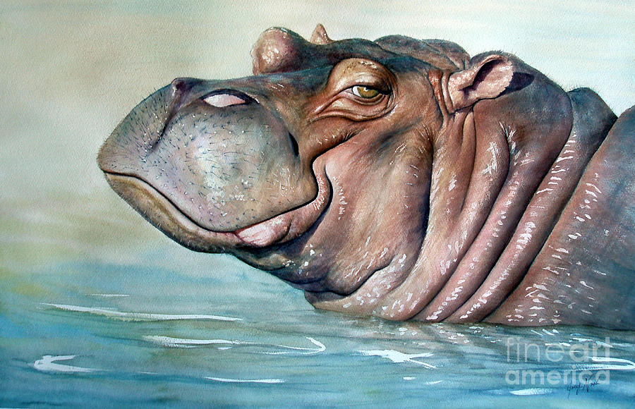900x580 Hippo Lisa Painting By Joey Nash