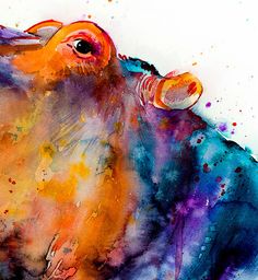 236x256 Hippopotamus Art Watercolor Painting This Hippo Loves By Laberge