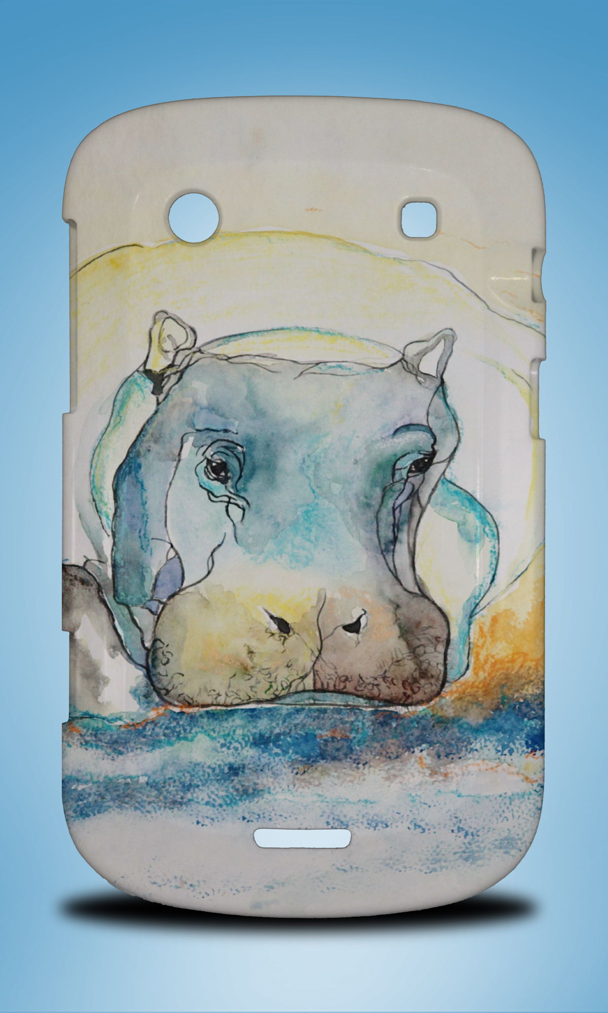 1200x2000 Watercolor Hippo Hippopotamus Hard Case For Blackberry Bold Touch