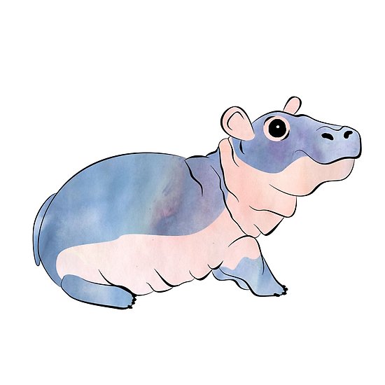 550x550 Watercolor Fiona The Hippo Posters By Audrey Torrence Redbubble