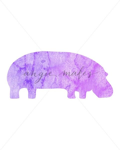 480x600 Watercolor Hippo
