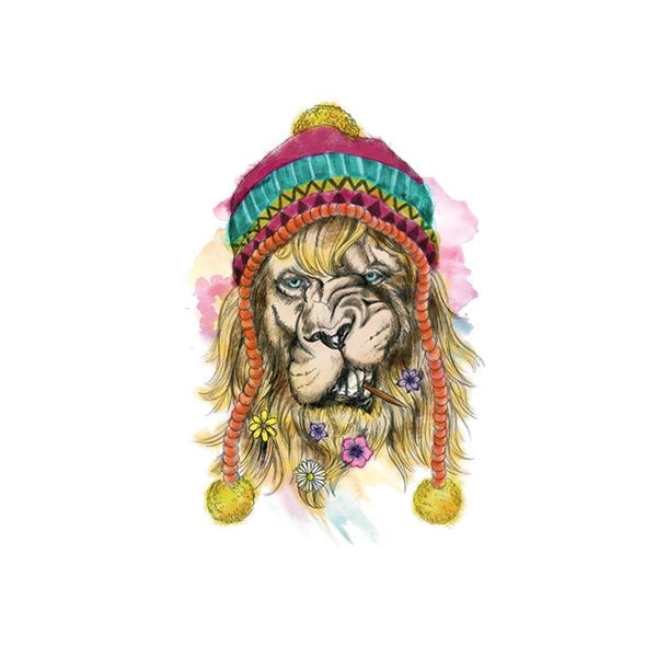 600x600 Small Hipster Watercolor Lion Temporary Tattoo