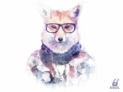 400x300 Watercolor Fox By Denis Krol Krasavchikov