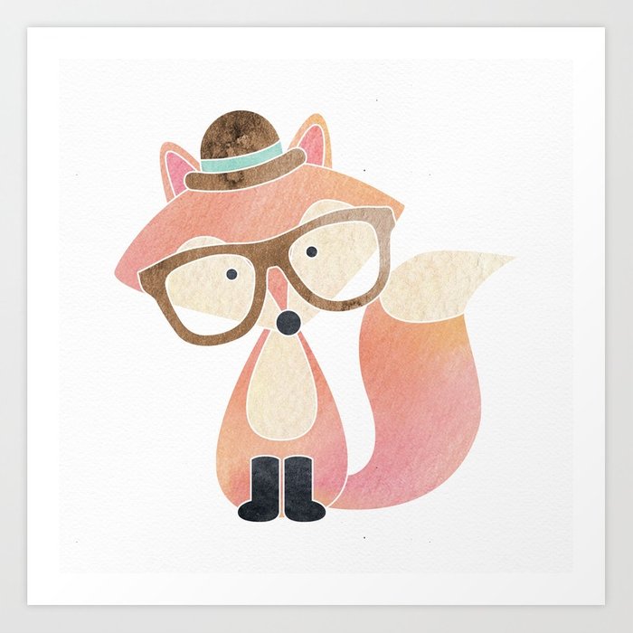 700x700 Watercolor Hipster Fox Art Print By Heartlocked Society6