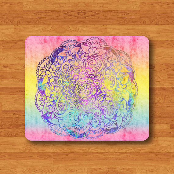 570x570 Watercolor Hipster Mandala Drawing Mouse Pad Abstract Color