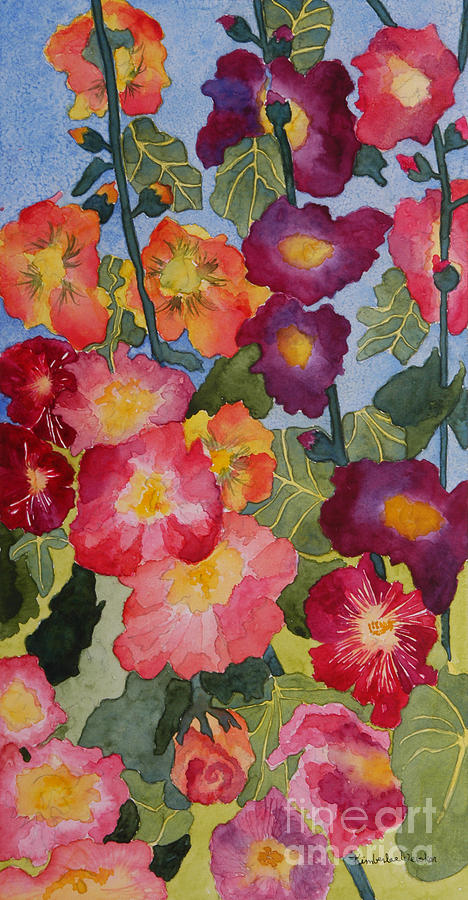 468x900 Hollyhocks In Bloom Painting By Kimberlee Weisker