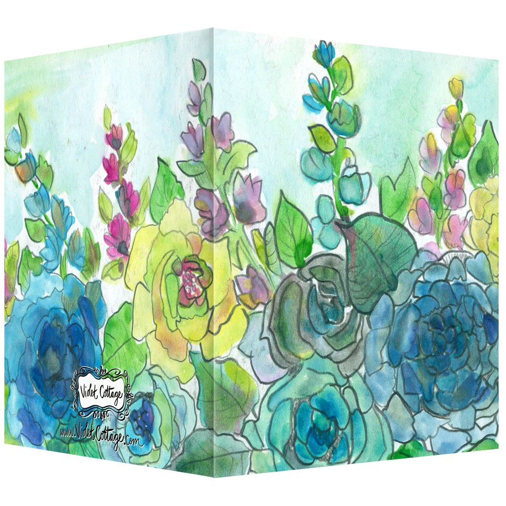 1000x1000 Watercolor Roses Amp Hollyhocks
