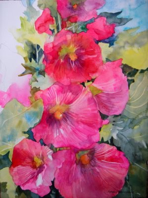 299x400 Watercolors Hollyhocks