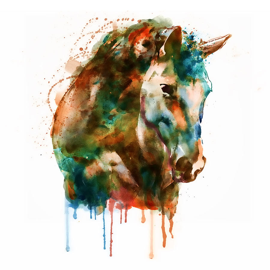 900x900 Horse Head Watercolor Painting By Marian Voicu