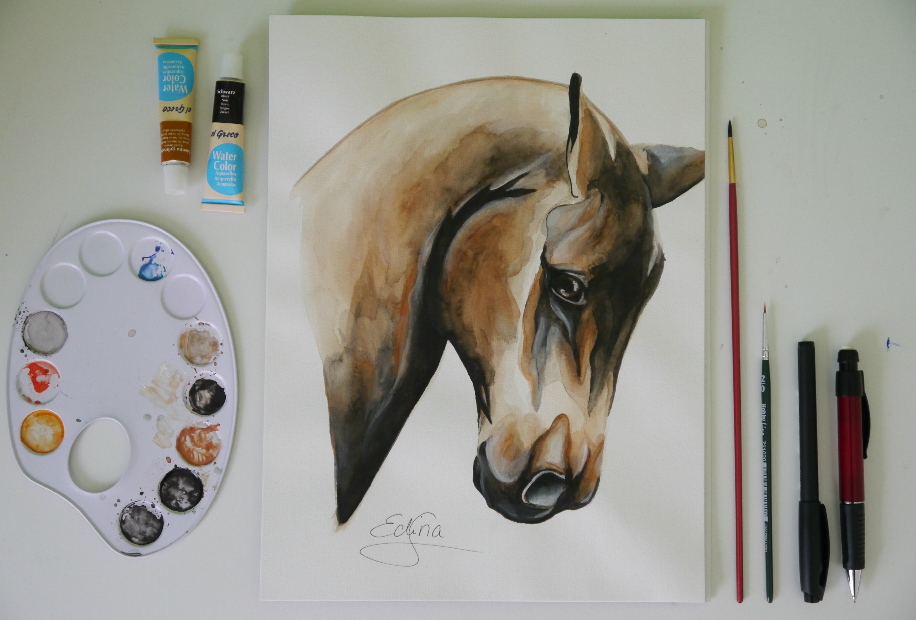3128x2120 Horse Watercolor Painting Timelapse