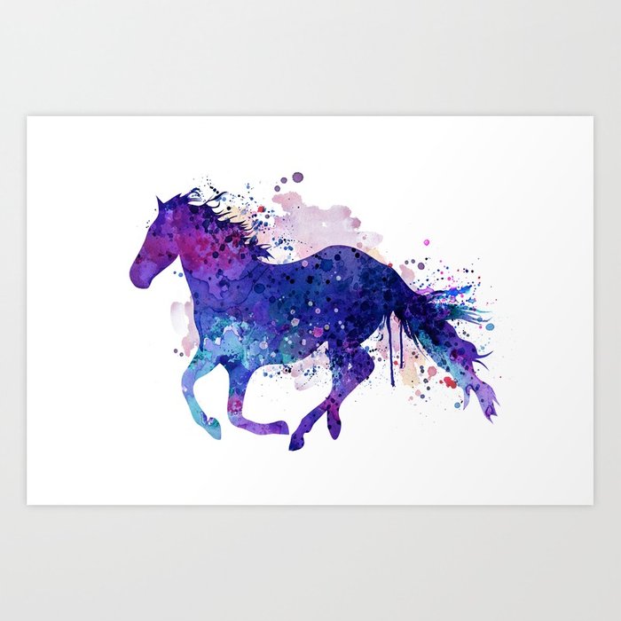 700x700 Running Horse Watercolor Silhouette Art Print By Marianvoicu