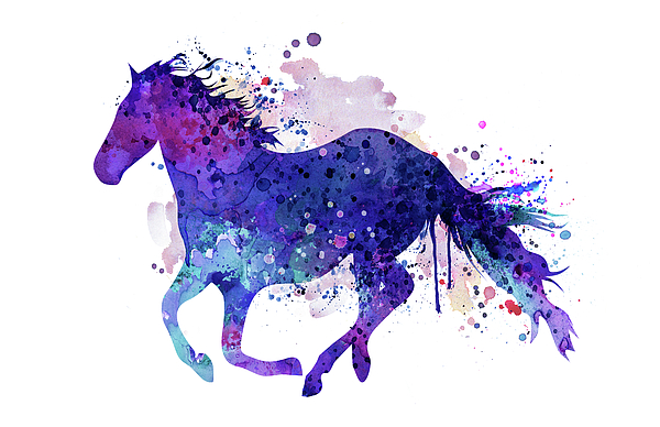 600x388 Running Horse Watercolor Silhouette Greeting Card For Sale By