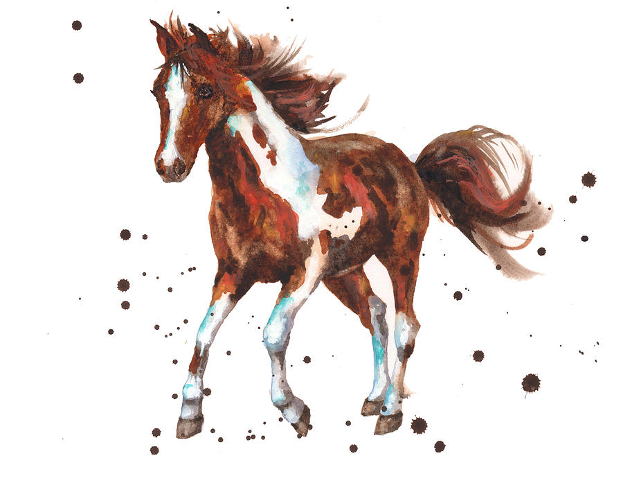 900x697 Watercolor Horse Painting Painting By Alison Fennell