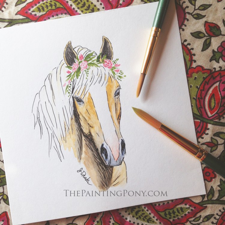 750x750 Original Watercolor Haflinger Horse Head Study Painting