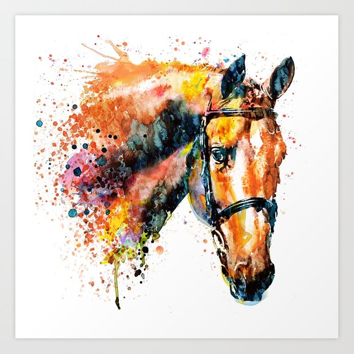 700x700 Colorful Horse Head Art Print By Marianvoicu Society6
