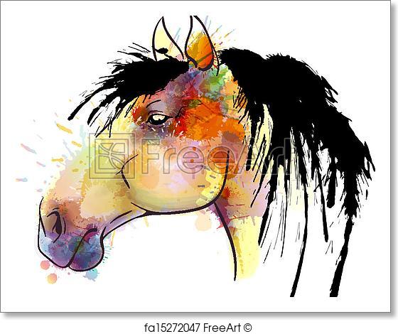 560x470 Free Art Print Of Horse Head Watercolor Painting Freeart