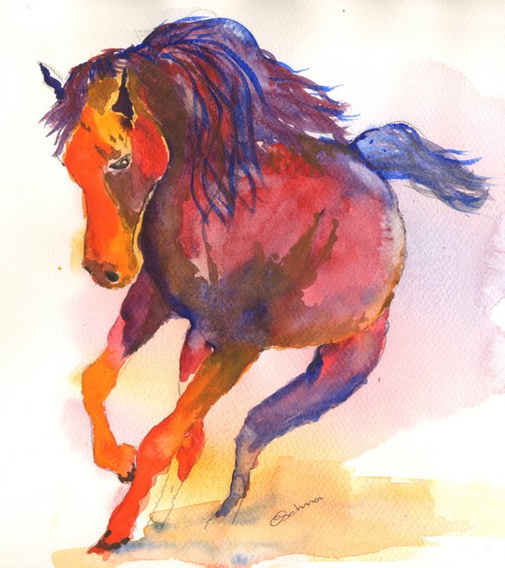 570x641 Paintings Of Horses Horse Prints Watercolor Horse Paintings Etsy
