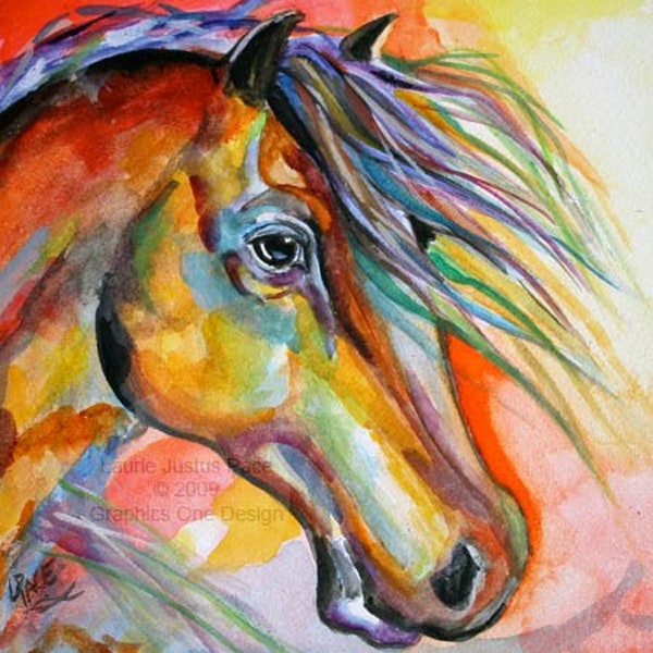600x600 Color Of Light Watercolor Horse Colorful Sunset Daily Painting By