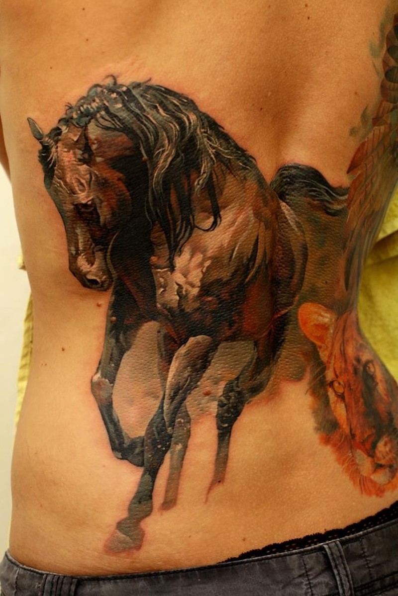 800x1199 Great Watercolor Horse Tattoo On Back Tattoos Book