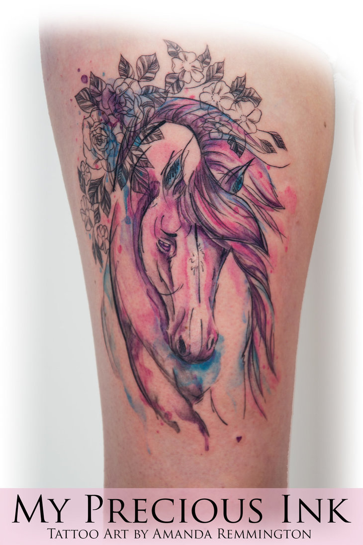 730x1095 Watercolor Horse Tattoo By Mentjuh