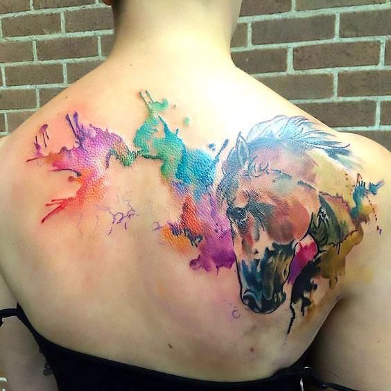 564x564 Beautiful Watercolor Horse Tattoo Idea Tattoos