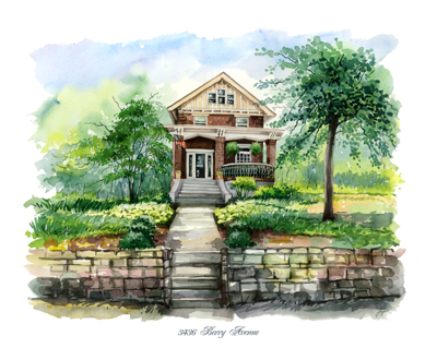 400x330 House Watercolor Portrait From A Photo