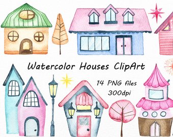 340x270 Watercolor House Etsy