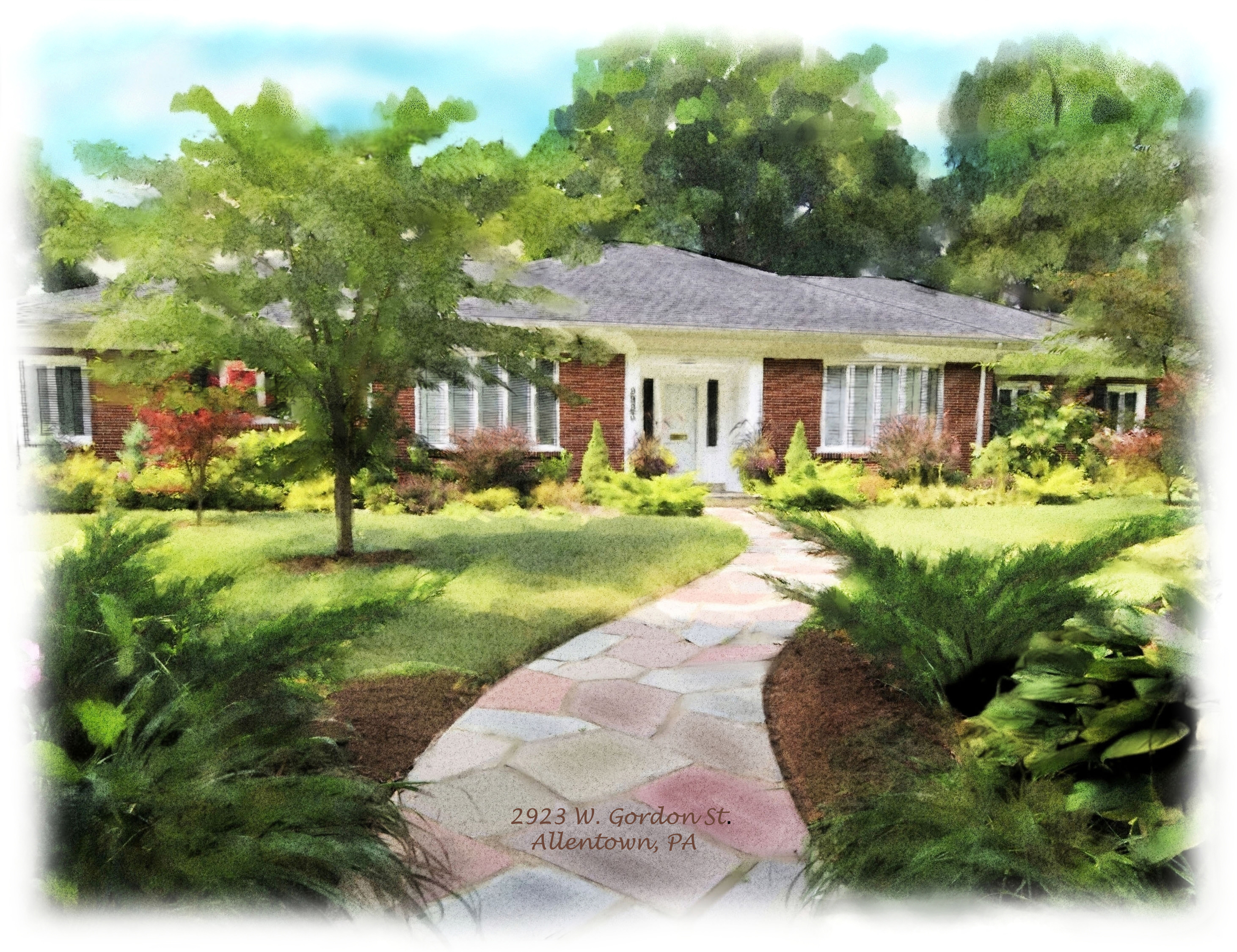 2923x2250 Watercolor House Portrait Allentown