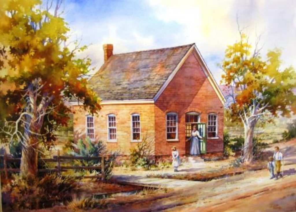 1024x733 Step By Step Painting Old Pioneer School House Roland Lee
