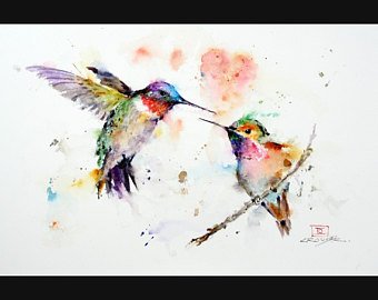 340x270 Hummingbird Watercolor Etsy