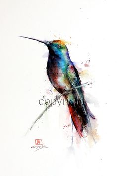 236x354 Nesting Hummingbird Watercolor Art Print By Redbirdcottageart