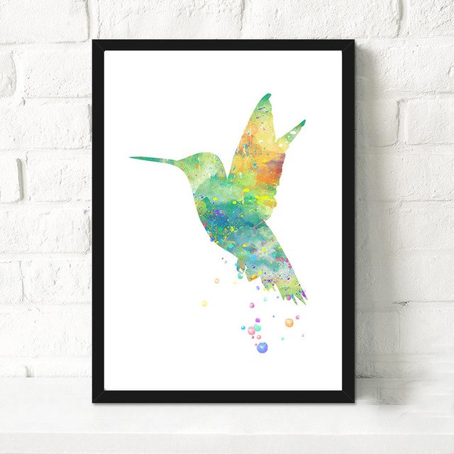 640x640 Original Watercolor Hummingbird Art Canvas Print Poster Wall