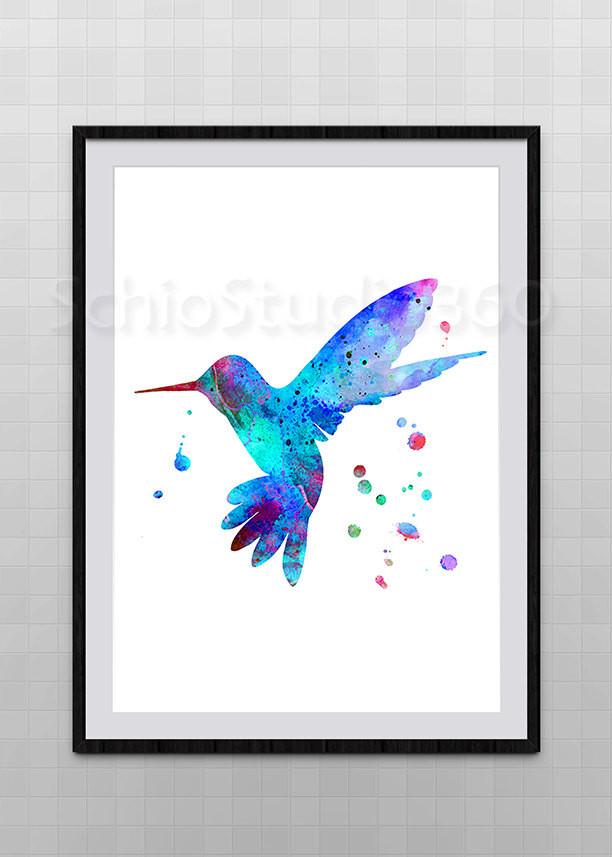 612x857 Set Of 3 Hummingbird Watercolor Art Prints Wild Life Hummingbird