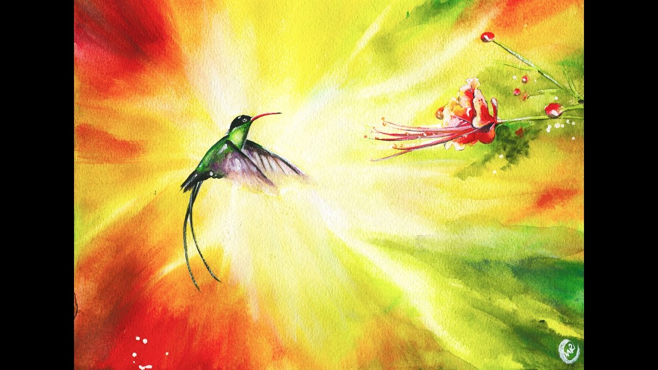 1280x720 Watercolor Hummingbird Painting Demonstration
