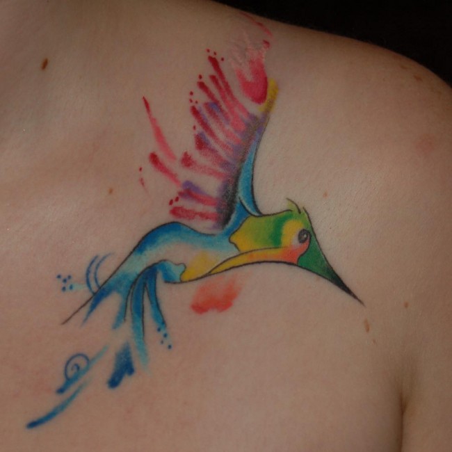 650x650 Best Watercolor Hummingbird Tattoo