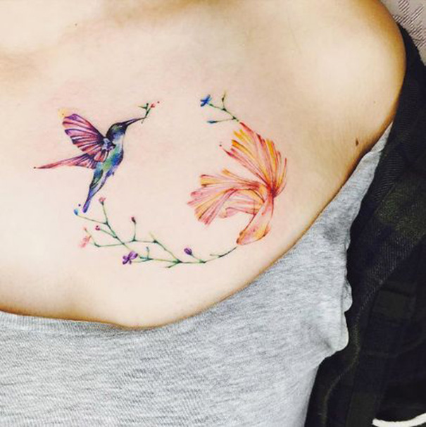 605x606 Cute Hummingbird Tattoo Designs For Women Best Tattoos 2018