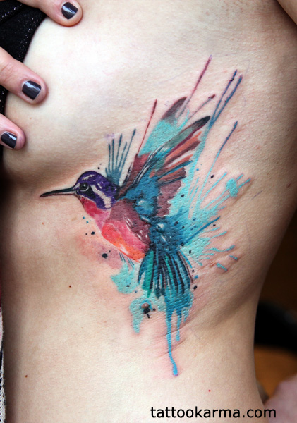 421x600 Hummingbird Tattoo Watercolor