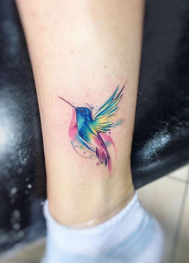 642x892 Watercolor Hummingbird Tattoo
