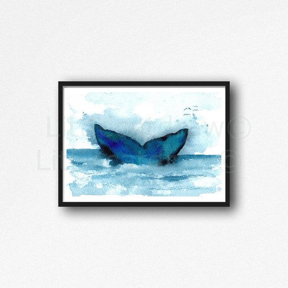 570x570 Humpback Whale Tail Watercolor Painting Print Nautical Print Etsy