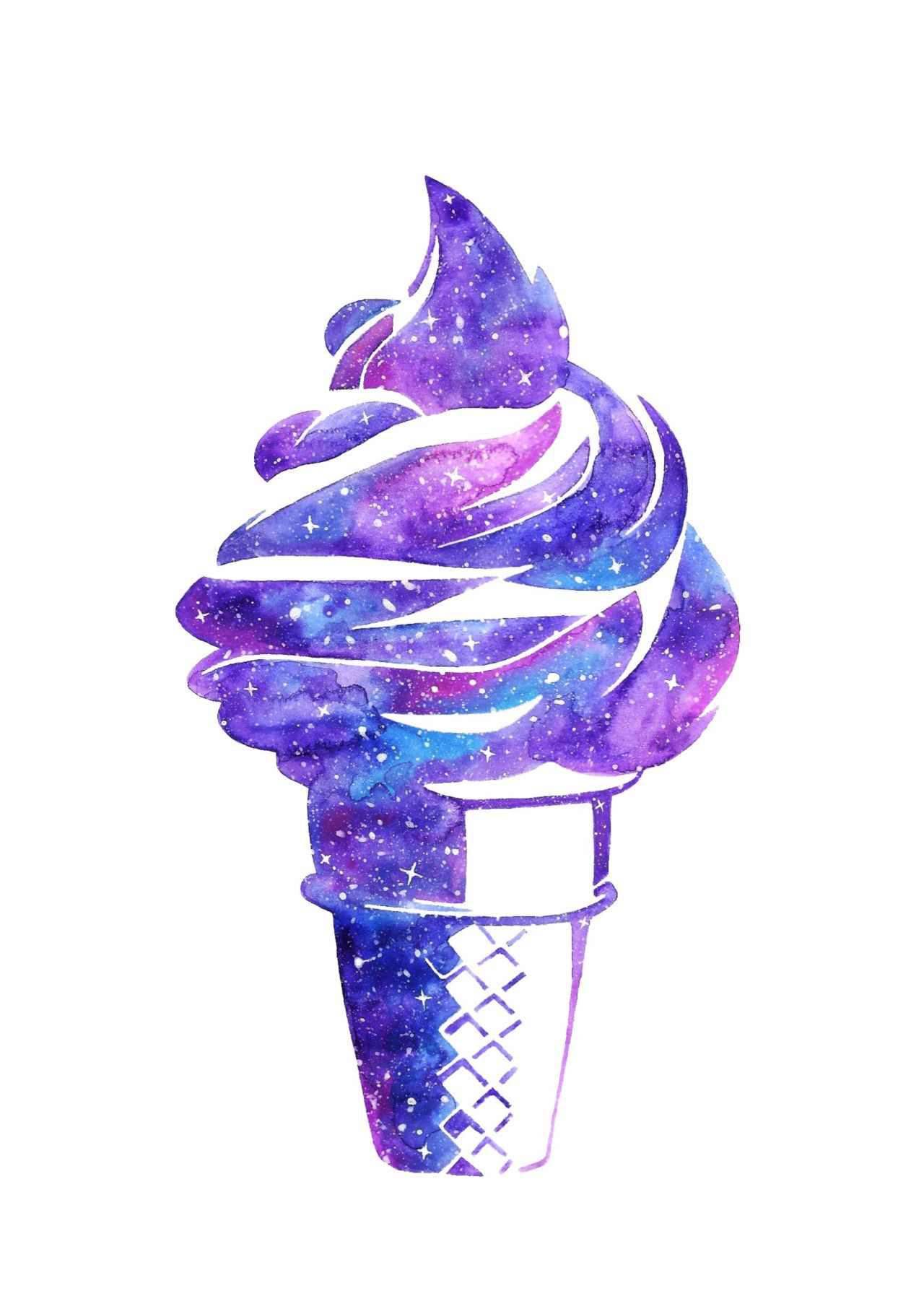 1280x1813 Jasmin Galaxy Ice Cream Cone In Watercolor Watercolor