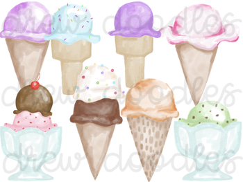 350x263 Watercolor Ice Cream Digital Clip Art Set By Drew Doodles Tpt