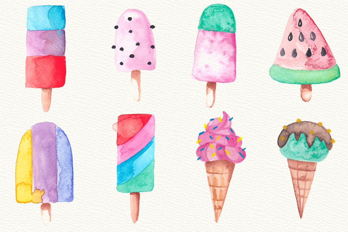 1160x772 Watercolor Ice Cream By Desenart