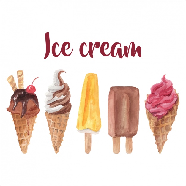 626x626 Watercolor Ice Cream Set Vector Free Download