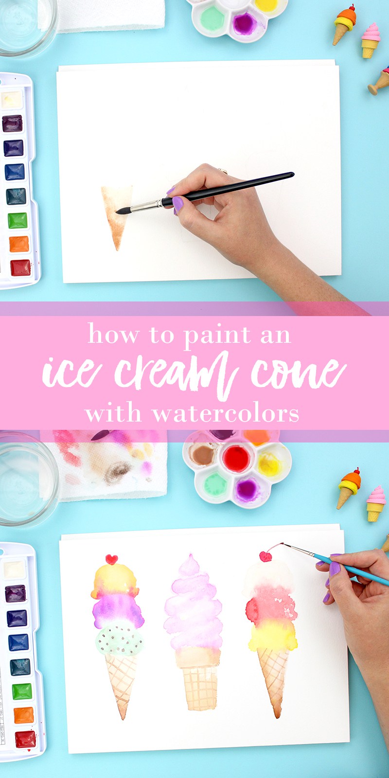 800x1600 How To Paint Watercolor Ice Cream Cones