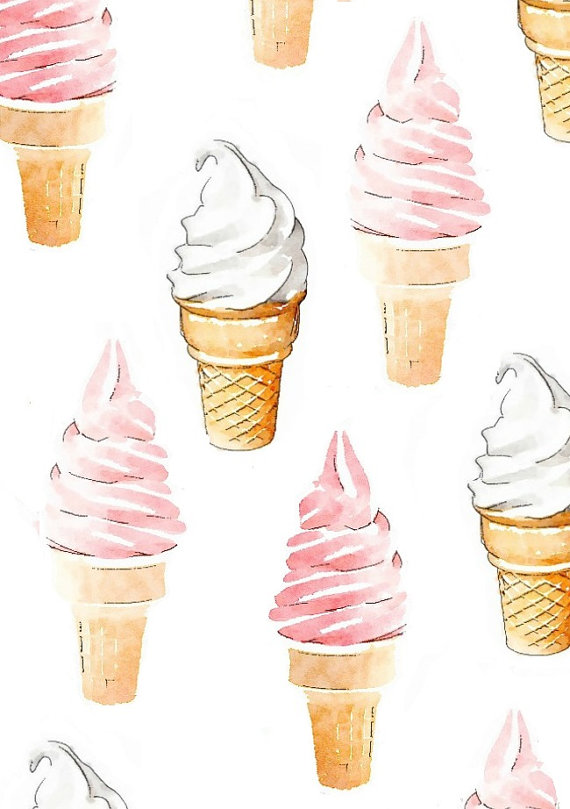 570x809 Soft Serve Ice Cream Cone Print From Watercolor ... Idealpin