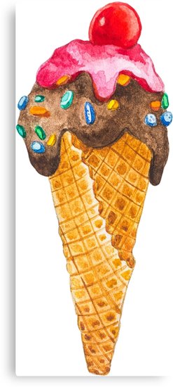 247x550 Watercolor Ice Cream Cone Canvas Prints By Lidiap Redbubble