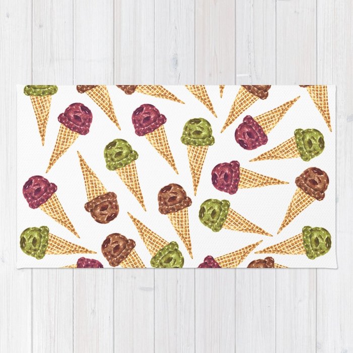 700x700 Watercolor Ice Cream Cones Rug By Erika Lancaster Society6